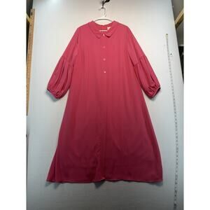 Zadi B XL A Line Pink Dress Puffy Long Sleeve Feminine Office
